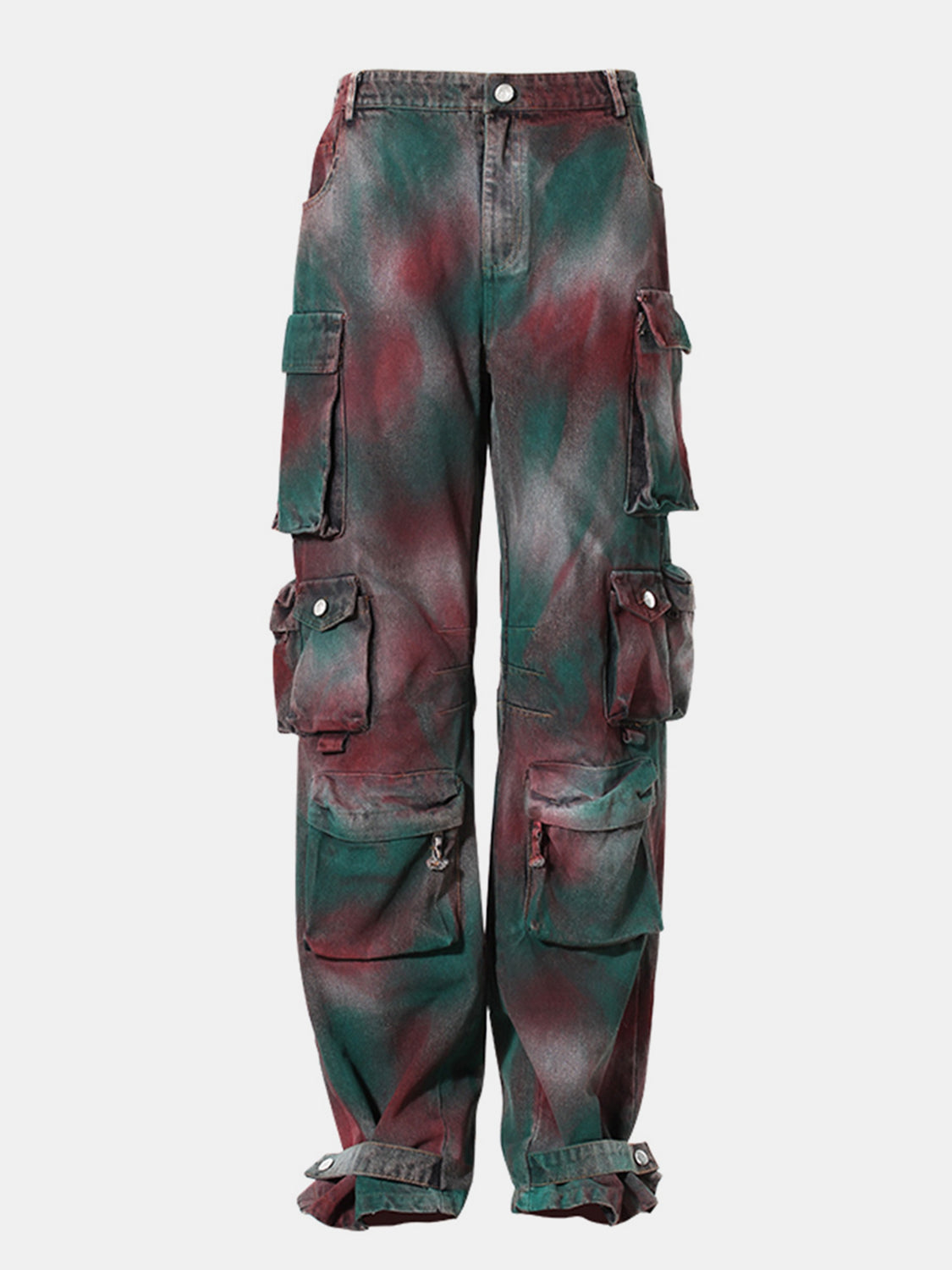 Spray-Painted Wide Leg Cargo Jeans - Wedeh's Fashion
